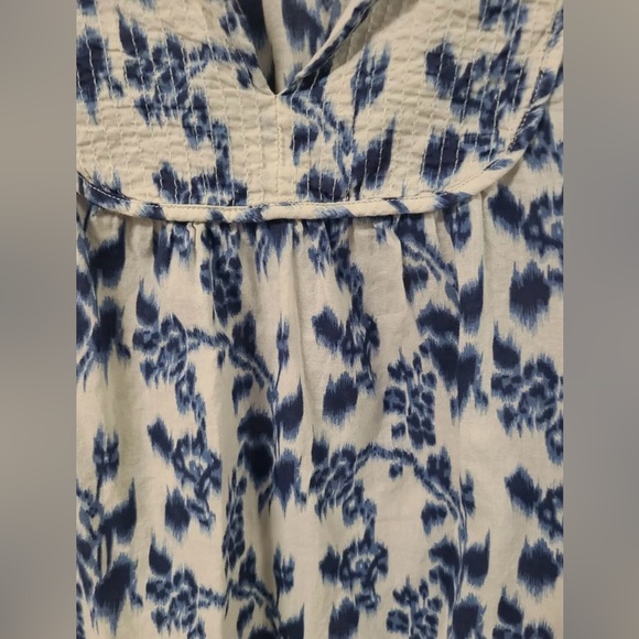 Gap Blue/Cream/Off White Long Sleeve Boho Pullover Blouse Top Size Large - Picture 7 of 15